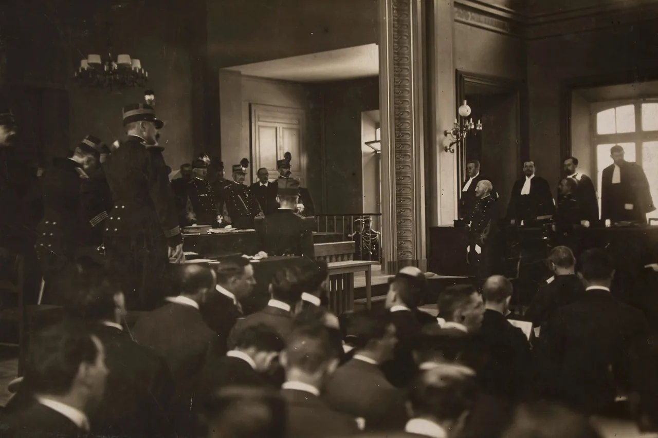 Photograph of Alfred Dreyfus at the opening session of his court-martial in Rennes, 7 August 1899